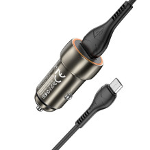 Automobilinis įkroviklis Hoco Z46 USB-A 18W QC3.0 + MicroUSB pilkas