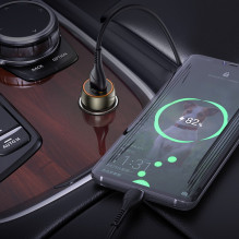 Automobilinis įkroviklis Hoco Z46 USB-A 18W QC3.0 + MicroUSB pilkas