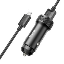 Automobilinis įkroviklis Hoco Z49 2xUSB-A + MicroUSB juodas