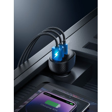 Automobilinis įkroviklis Joyroom JR-CCD04 2xUSB-C / USB-A 30W juodas