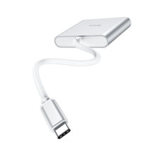 Adapteris Hoco HB14 Type-C to USB-A+HDMI+Type-C sidabrinis