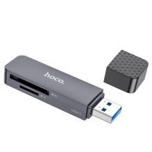 Atminties kortelių skaitytuvas Hoco HB45 2-in-1 USB2.0 pilkas