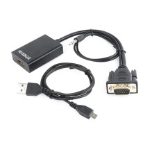 Gembird A-VGA-HDMI-01 vaizdo kabelio adapteris 0,15 m HDMI A tipo (standartinis) VGA (D-Sub) Juodas