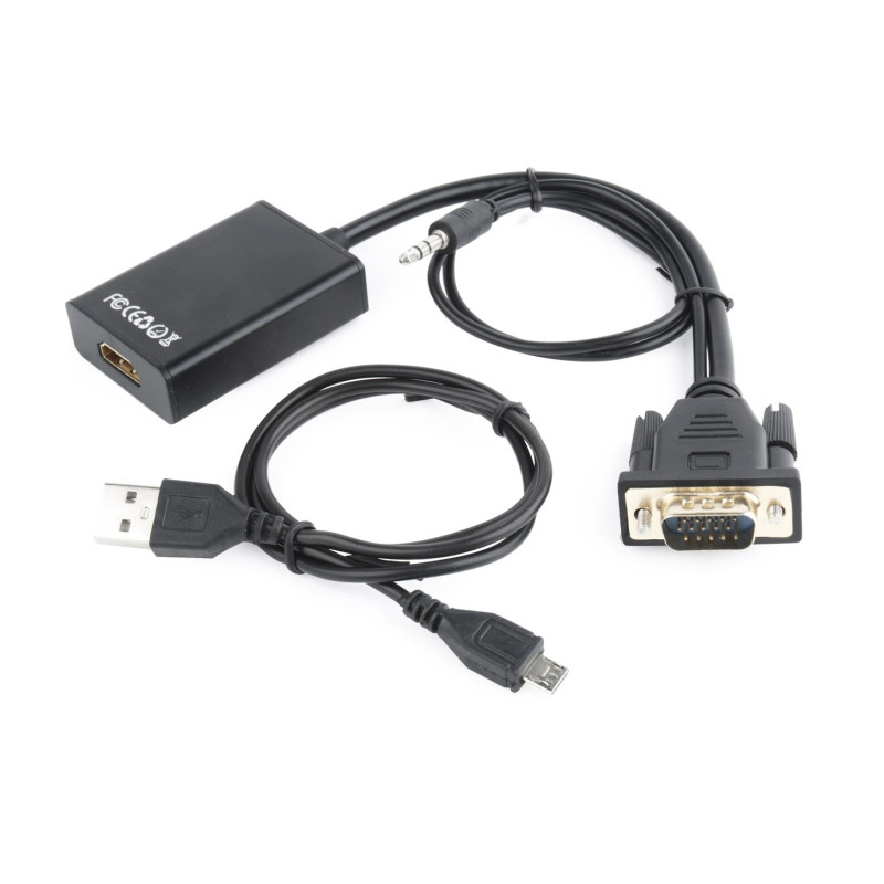 Gembird A-VGA-HDMI-01 vaizdo kabelio adapteris 0,15 m HDMI A tipo (standartinis) VGA (D-Sub) Juodas