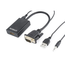 Gembird A-VGA-HDMI-01 vaizdo kabelio adapteris 0,15 m HDMI A tipo (standartinis) VGA (D-Sub) Juodas