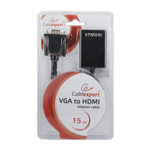 Gembird A-VGA-HDMI-01 vaizdo kabelio adapteris 0,15 m HDMI A tipo (standartinis) VGA (D-Sub) Juodas