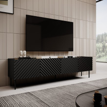 4D RTV cabinet ONDA 200x40x35-54 black (standing or wall mounted)