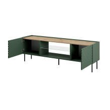 RTV cabinet with an electric fireplace ONDA 180,5x40xH58,39 green (standing or wall mounted)