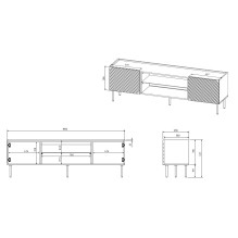 RTV cabinet with an electric fireplace ONDA 180,5x40xH58,39 green (standing or wall mounted)