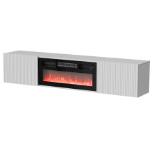 Cama RTV cabinet ROTA 183x35x37 white matt + black fireplace