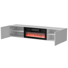 Cama RTV cabinet ROTA 183x35x37 white matt + black fireplace