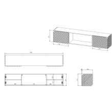 Cama RTV cabinet LARA 183x35x37 white matt + black fireplace