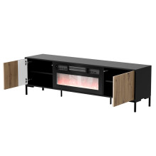 Cama RTV Cabinet MERCI 180 x 40 x 53.5 cm black / oak artisan + fireplace