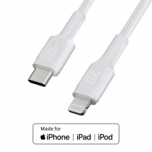 White USB-C - Lightning MFi 1m cable for Apple iPhone Green Cell PowerStream, with Power Delivery fast charging