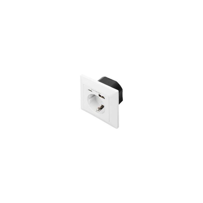 Digitus Safety Plug for Flush Mounting with 1 x USB Type-C, 1 x USB A