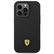 Ferrari FEHCP14LSIBBK iPhone 14 Pro 6.1&quot; black / black hardcase Silicone Metal Logo