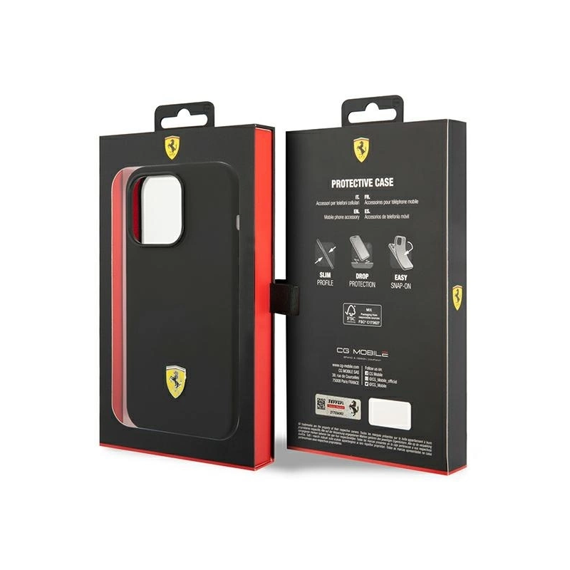 Ferrari FEHCP14LSIBBK iPhone 14 Pro 6.1&quot; black / black hardcase Silicone Metal Logo