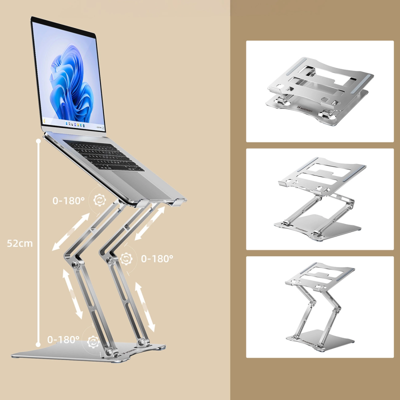 Wozinsky WRS-CPY75DSS aluminum laptop stand + additional phone stand - silver