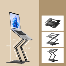 Wozinsky WRS-CPY75DSB Aluminum Laptop Stand + Additional Phone Stand - Black