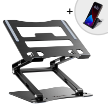 Wozinsky WRS-CPY75DSB Aluminum Laptop Stand + Additional Phone Stand - Black