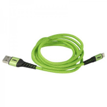 2in1 data cable USB 2.0 to Lightning, nylon, 1.80m, green-black