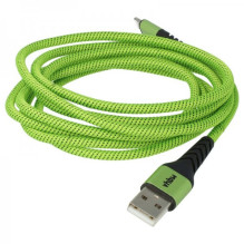 2in1 data cable USB 2.0 to Lightning, nylon, 1.80m, green-black