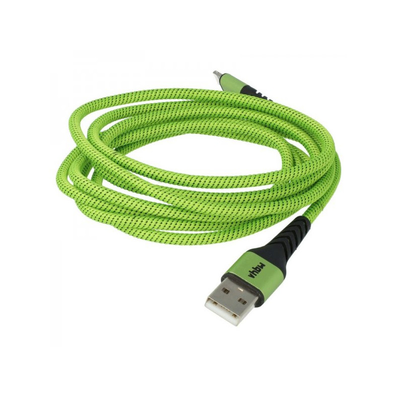 2in1 data cable USB 2.0 to Lightning, nylon, 1.80m, green-black