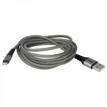 2in1 data cable USB 2.0 to Lightning, nylon, 1.80m, gray