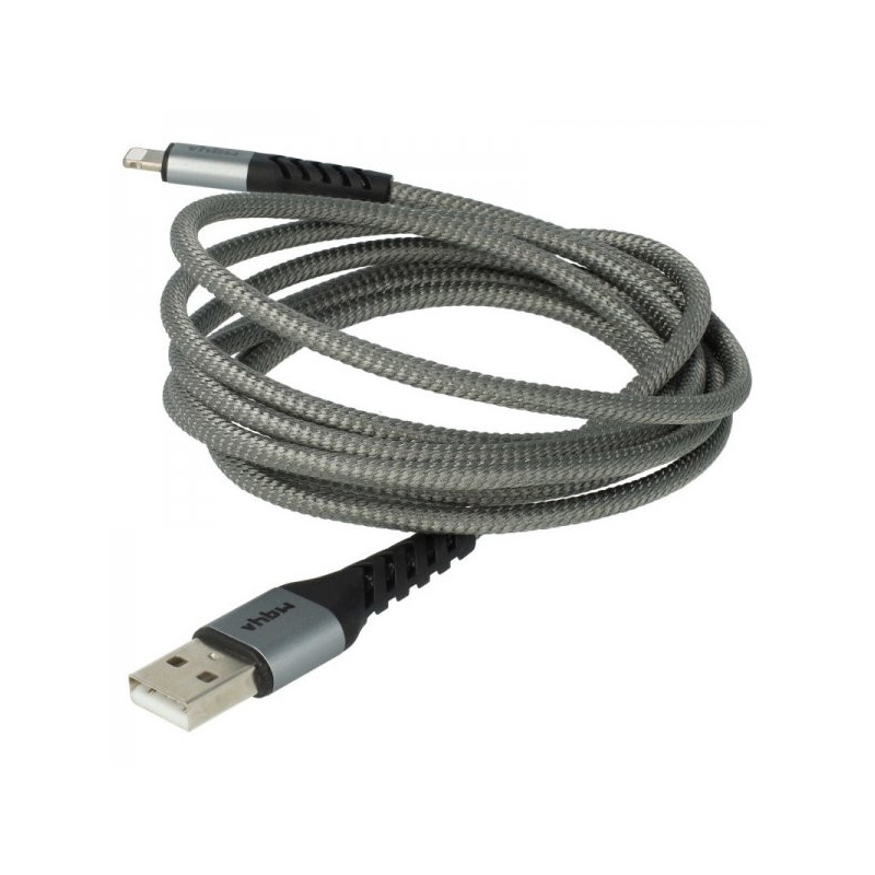 2in1 data cable USB 2.0 to Lightning, nylon, 1.80m, gray