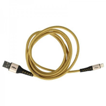 2in1 data cable USB 2.0 to Lightning, nylon, 1.80m, yellow-black