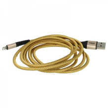 2in1 data cable USB 2.0 to Lightning, nylon, 1.80m, yellow-black