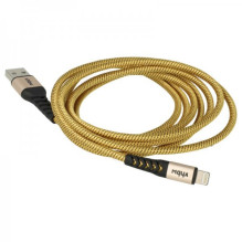 2in1 data cable USB 2.0 to Lightning, nylon, 1.80m, yellow-black