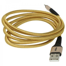 2in1 data cable USB 2.0 to Lightning, nylon, 1.80m, yellow-black