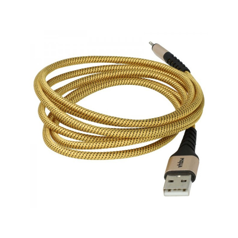 2in1 data cable USB 2.0 to Lightning, nylon, 1.80m, yellow-black