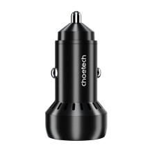 Choetech 60W 2xUSB-C+USB-A car charger (black)