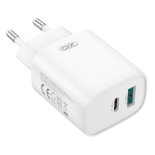 Sieninis įkroviklis XO CE30, 30W, 1x USB-C, 1x USB-A