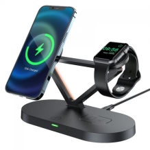 Bevielis įkroviklis Acefast &quot;E9 3in1&quot; juodas 15W (skirtas iPhone / Apple Watch / Airpods)