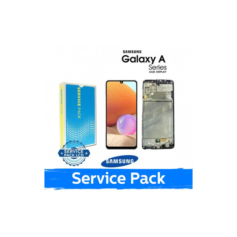 Ekranas skirtas Samsung A325 A32 4G juodas su rėmeliu (Service Pack)