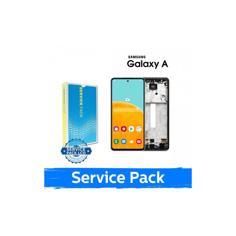 Ekranas skirtas Samsung A525 (A526) A52 su rėmeliu / Awesome Blue / (Service Pack)