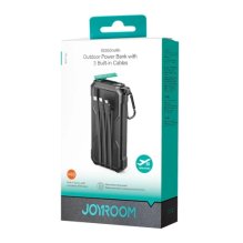 Išorinė baterija Joyroom &quot;JR-L016&quot; juodas 10000mAh (PD / QC3.0) + integruotas 3in1 laidas