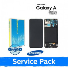 Ekranas skirtas Samsung A505 2019 A50 juodas su rėmeliu (Service Pack)