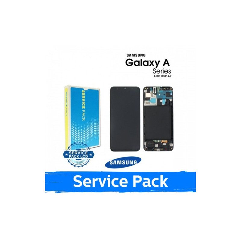 Ekranas skirtas Samsung A505 2019 A50 juodas su rėmeliu (Service Pack)