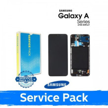 Ekranas skirtas Samsung A705 2019 A70 juodas su rėmeliu (Service Pack)