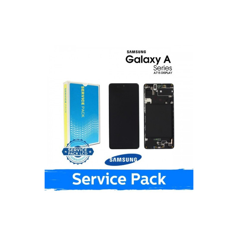 Ekranas skirtas Samsung A715 A71 juodas su rėmeliu (Service Pack)