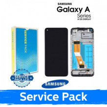 Ekranas skirtas Samsung A125 A12 juodas su rėmeliu (Service Pack)