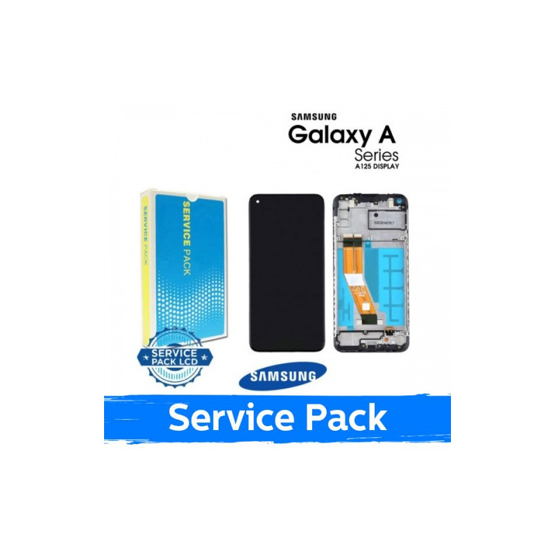 Ekranas skirtas Samsung A125 A12 juodas su rėmeliu (Service Pack)