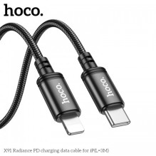 USB Kabelis Hoco &quot;X91&quot; juodas &quot;Type-C / Lightning&quot; 300cm iki 20W (pritaikytas Apple iPhone)