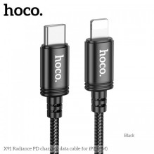 USB Kabelis Hoco &quot;X91&quot; juodas &quot;Type-C / Lightning&quot; 300cm iki 20W (pritaikytas Apple iPhone)