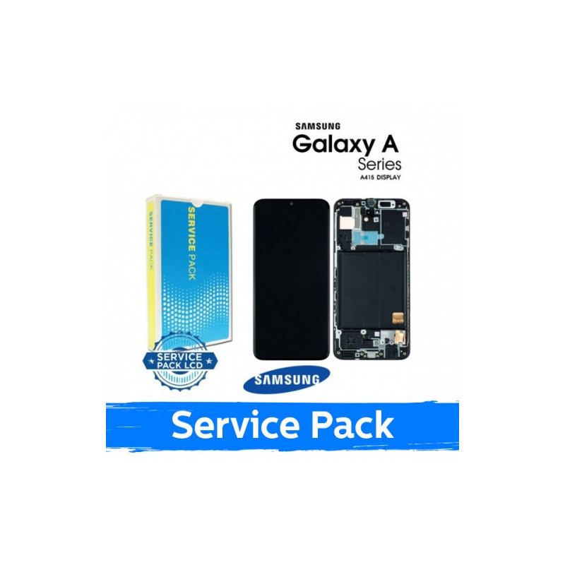 Ekranas skirtas Samsung A415 A41 juodas su rėmeliu (Service Pack)