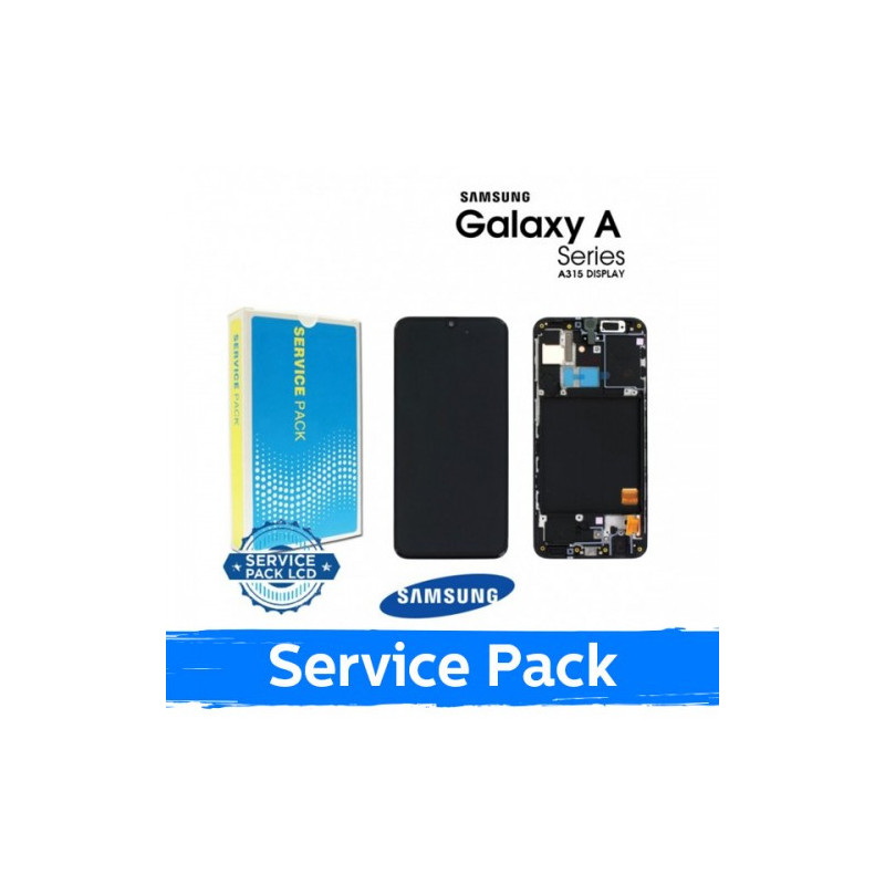 Ekranas skirtas Samsung A315 A31 2020 juodas su rėmeliu (Service Pack)